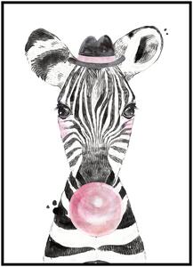 Plakát Zebra Rozměr plakátu: A4 (21 x 29,7 cm), Varianta zebry: Zebra s kytičkou