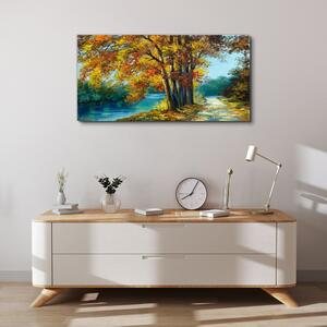 Obraz na plátně Obraz na plátně Lesní řeka strom listí