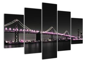 Noční osvětlený most - obraz (150x105cm)
