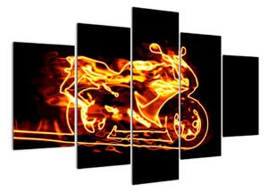 Hořící motorka - obraz (150x105cm)