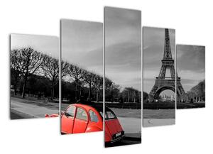 Trabant u Eiffelovy věže - obraz na stěnu (150x105cm)