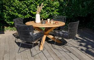 Hoorns Antracitově šedá kovová zahradní židle Avril s výpletem