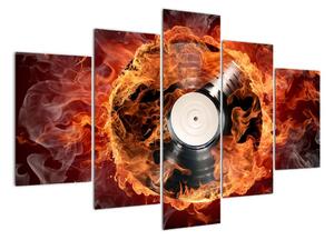 Obraz hořící gramofonové desky (150x105cm)