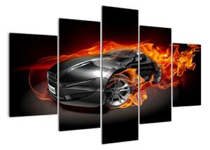 Obraz hořící auto (150x105cm)