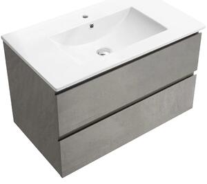 Koupelnová skříňka Carole + keramické umyvadlo Todo - betonově šedá - 81x50x46,5 cm