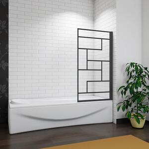 Vanová zástěna V1 BLACK PRINT 80 × 140 cm – otočná, černý rám, L/P varianta