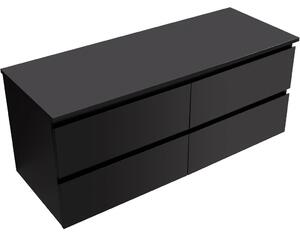 Koupelnová skříňka Carole + deska pod umyvadlo Navira Slim - 18 mm - černá matná - 120x49,8x46 cm