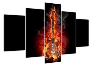 Hořící kytara - obraz (150x105cm)