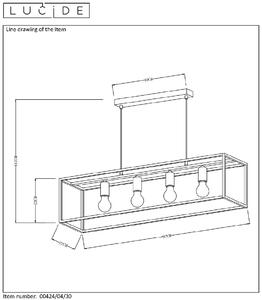 LUCIDE Závěsné retro svítidlo RUBEN 4xE27