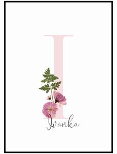 Plakát První písmeno jména - růžová Rozměr plakátu: 30 x 40 cm, Písmeno: J