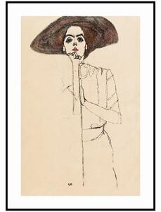 Plakát Egon Schiele - Portrét ženy Rozměr plakátu: A4 (21 x 29,7 cm)
