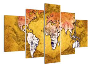 Obraz mapy světa (150x105cm)