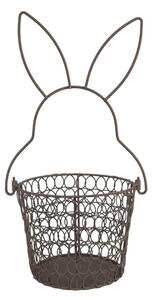 Hnědý kovový úložný košík ve tvaru králíka – 15x34 cm