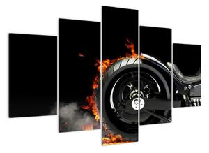 Obraz hořící motorky (150x105cm)