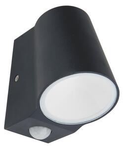 ACA DECOR Venkovní nástěnné LED svítidlo SIMORE GREY 6W/230V/3000K/400Lm/100°/IP54,PIR senzor, tmavě šedé