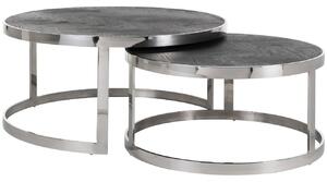 Černo stříbrný dubový set dvou konferenčních stolků Richmond Blackbone 74/91,5 cm