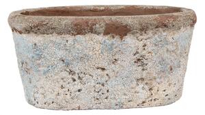 Béžovo-modrý kameninový obal na květináč s patinou Jurrien Blauw II M – 19x11x10 cm