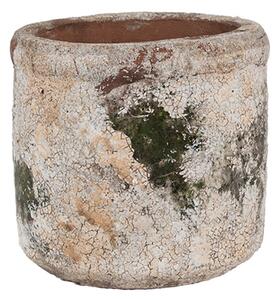 Béžovo-zelený kameninový obal na květináč s patinou Jurrien XV S – 12x11 cm