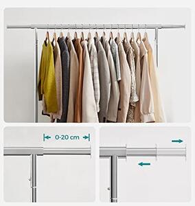 SongmicsHome Stojan na oblečení IRENE na kolečkách, max.130kg, 150x45x160cm, stříbrná