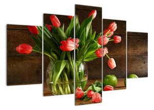 Obraz tulipánů ve váze (150x105cm)