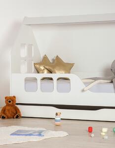 Ourbaby Woody house bed postel bez úložného prostoru - zábrana (B - pravá) 160x80 cm bílá