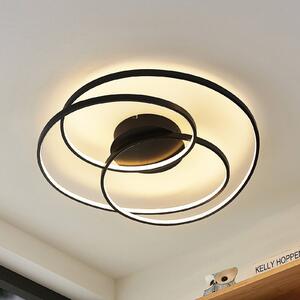 Lindby LED stropní svítidlo Kateryna, černé, Ø 60 cm, stmívatelné