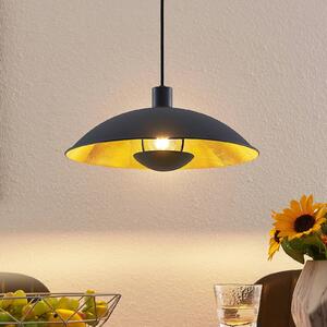 Lindby Závěsná lampa Narisara, Ø 40 cm, E27, černo-zlatá, stmívatelný, Černá, Obývací pokoj / jídelna, kov, Moderní