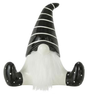 Vánoční skřítek SITTING GNOME 19 cm, černo-bílý