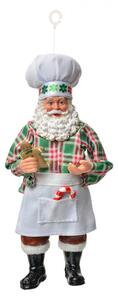 Bílá textilní vánoční ozdoba Santa Claus – 17 cm