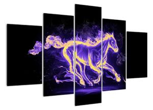 Abstraktní obraz hořícího koně (150x105cm)