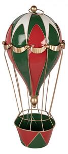 Červená kovová vánoční dekorace horkovzdušný balón – 28x66 cm