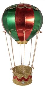 Červená kovová vánoční dekorace horkovzdušný balón – 97x160 cm