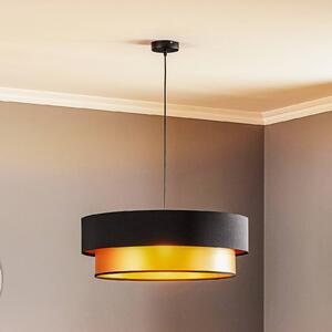 Maco Design Závěsná lampa Dorina, černá/zlatá Ø 60 cm, stmívatelný, Černá, Obývací pokoj / jídelna, Plast, Moderní