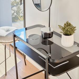 Černý skleněný toaletní stolek Kave Home Galatia 80 x 44,5 cm