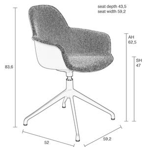Bílá látková konferenční židle ZUIVER ALBERT KUIP s područkami II