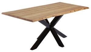 Masivní dubový jídelní stůl Kave Home Argo 160 x 90 cm s černou kovovou podnoží