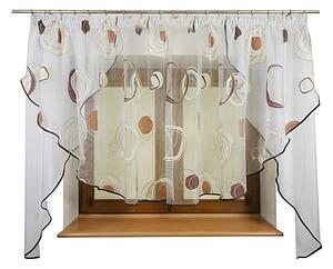 Hotová záclona Vanesa organzová hnědé kroužky 360x150cm