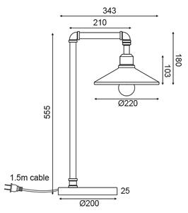 ACA DECOR Retro stolní lampička PIPE max. 40W/E27/230V/IP20, černá