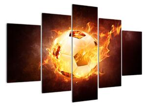 Obraz hořícího fotbalového míče (150x105cm)