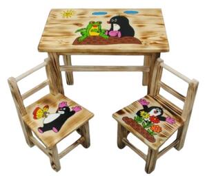 Bestent Dětský dřevěný stolek Krteček + 2 židle