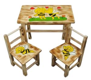 Bestent Dětský dřevěný stolek Včelka Mája + 2 židle