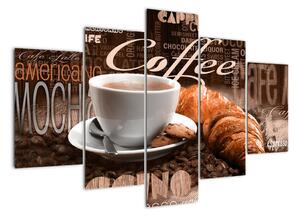 Káva s croissantem - obraz (150x105cm)