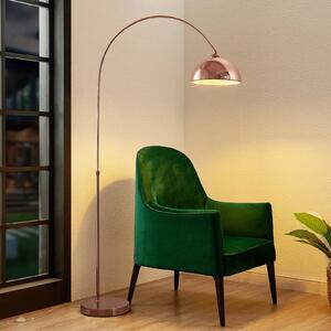 Lindby Oblouková lampa Lennart, měděná, výškově nastavitelná, E27, Měď, Obývací pokoj / jídelna, kov, Moderní