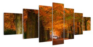 Obraz - cesty lesem na podzim (210x100cm)