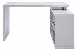 ROHOVÝ PSACÍ STŮL, šedá, vysoce lesklá bílá, 140/114,5/75 cm Voleo - Rohové psací stoly