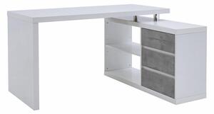 ROHOVÝ PSACÍ STŮL, šedá, vysoce lesklá bílá, 140/114,5/75 cm Voleo - Rohové psací stoly
