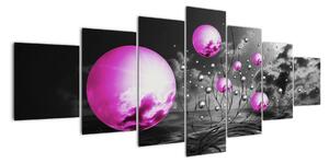 Abstraktní obraz - fialové koule (210x100cm)