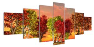 Obraz přírody - barevné stromy (210x100cm)