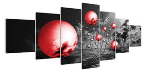 Abstraktní obraz - červené koule (210x100cm)