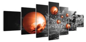 Abstraktní obrazy - oranžové koule (210x100cm)